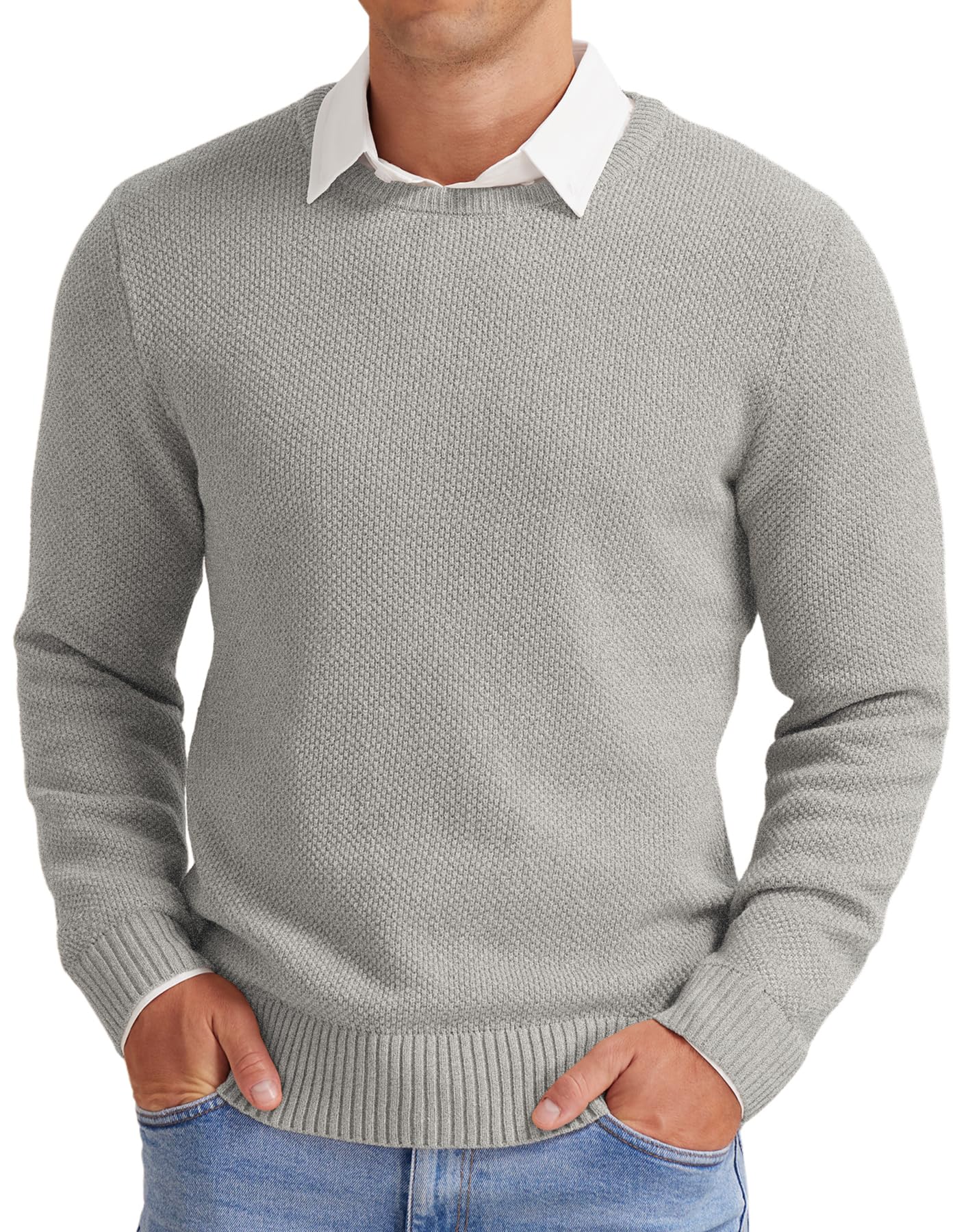 NITAGUT Herren Pullover Winter Basic Langarm Strickpullover Warm Casual Einfarbig Rundhals Sweatshirtt