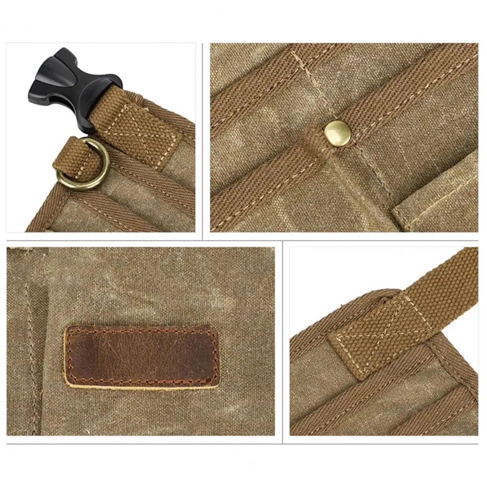 Bolsa de herramientas con múltiples bolsillos, resistente al desgaste, antiarañazos, cinturón bolsillo impermeable for electricista y carpintero Para Carpintero Constructor(Khaki)