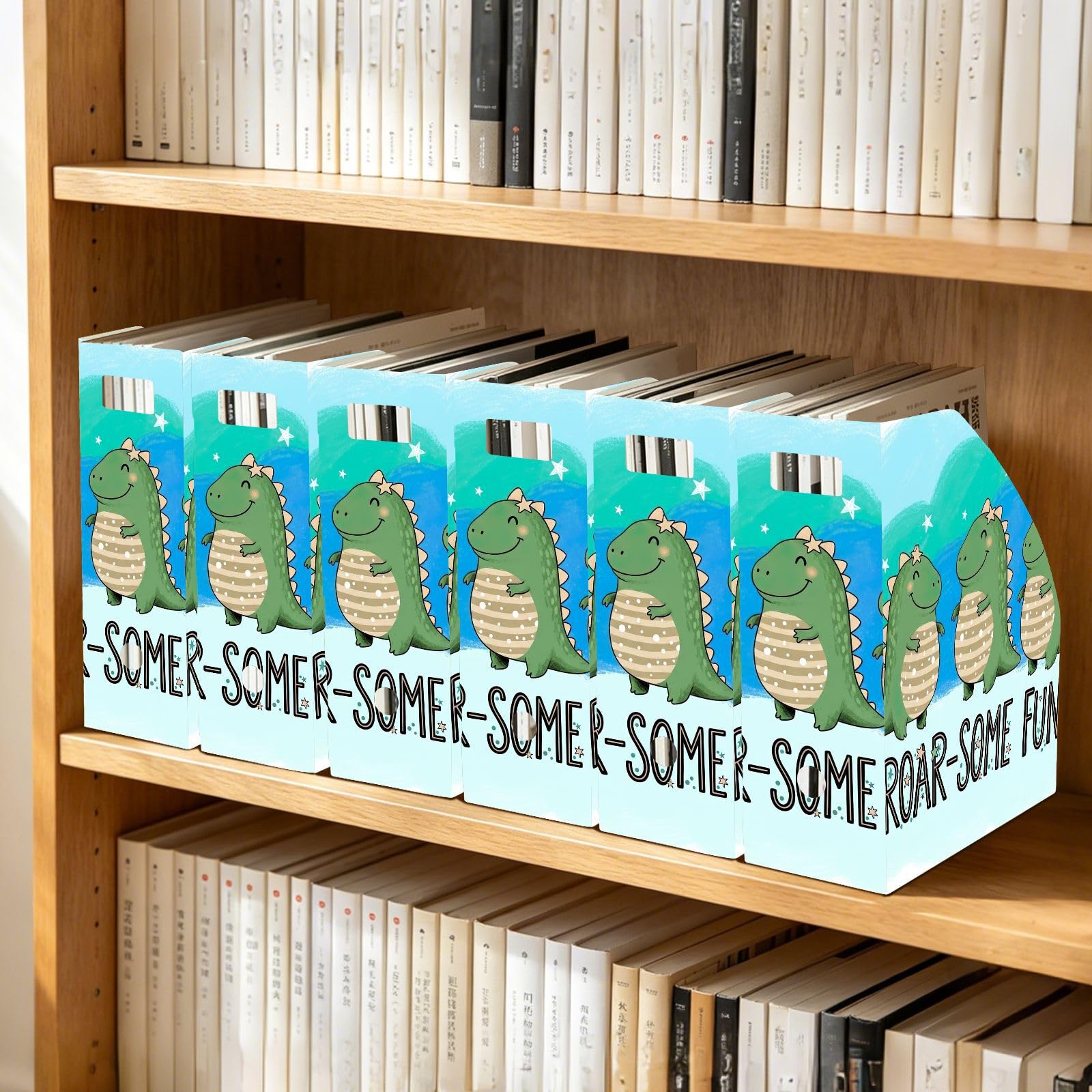 Porte-revues mignon en plastique vert dinosaure