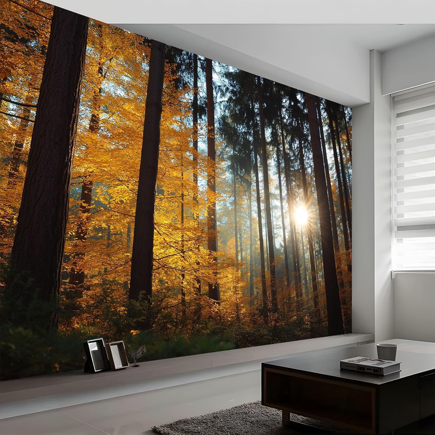 Fresque murale chambre panoramique forêt papier peint intissé haut de gamme