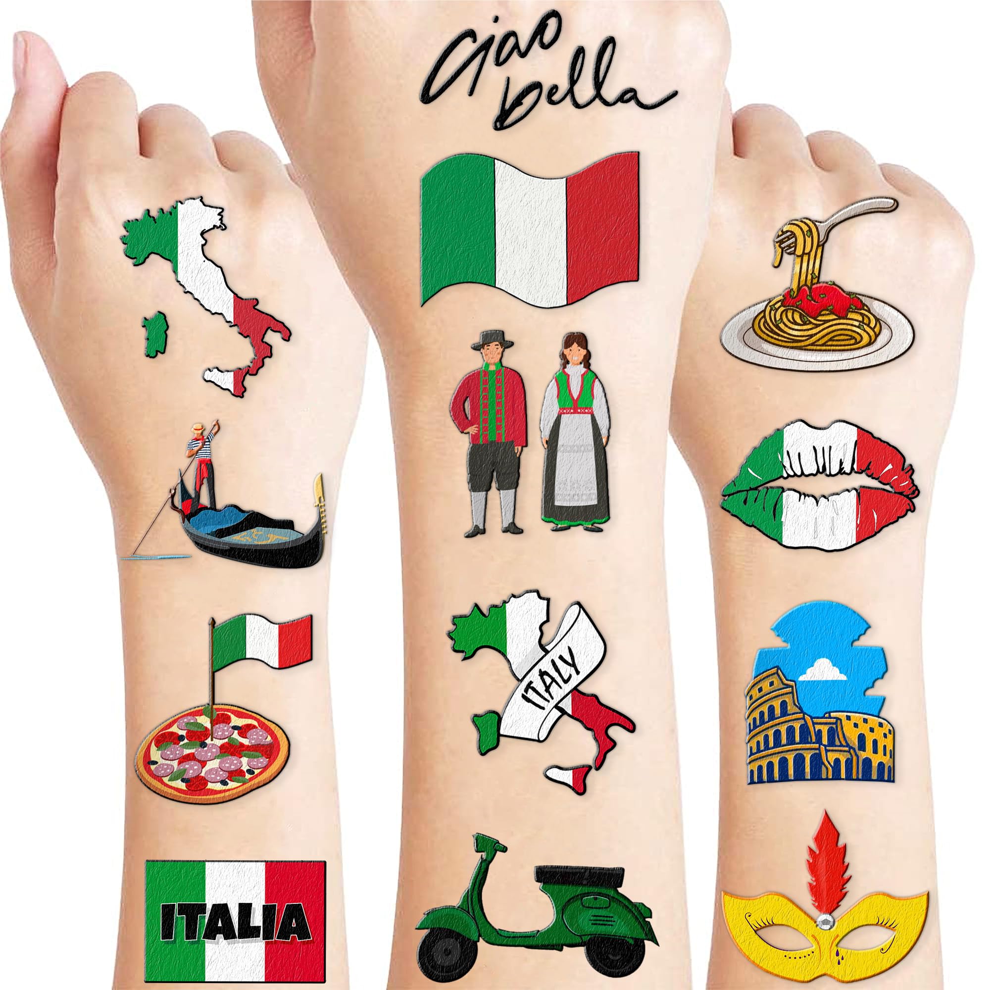 60 PCS Italian Italy Pre-Cut Temporary Tattoos