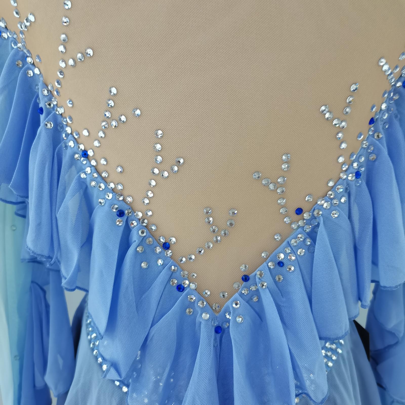 LIUHUO Blauer Farbverlauf, Eiskunstlauf-Kleid für Mädchen, Kinder und Erwachsene, Wettkampf-Performance