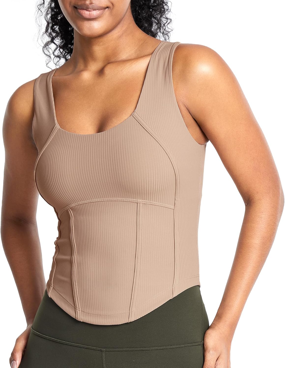 MEIVSO Womens Tennis Tank Tops Built in Bra Tight Fit Scoop Neck Yoga Athletic Shirt