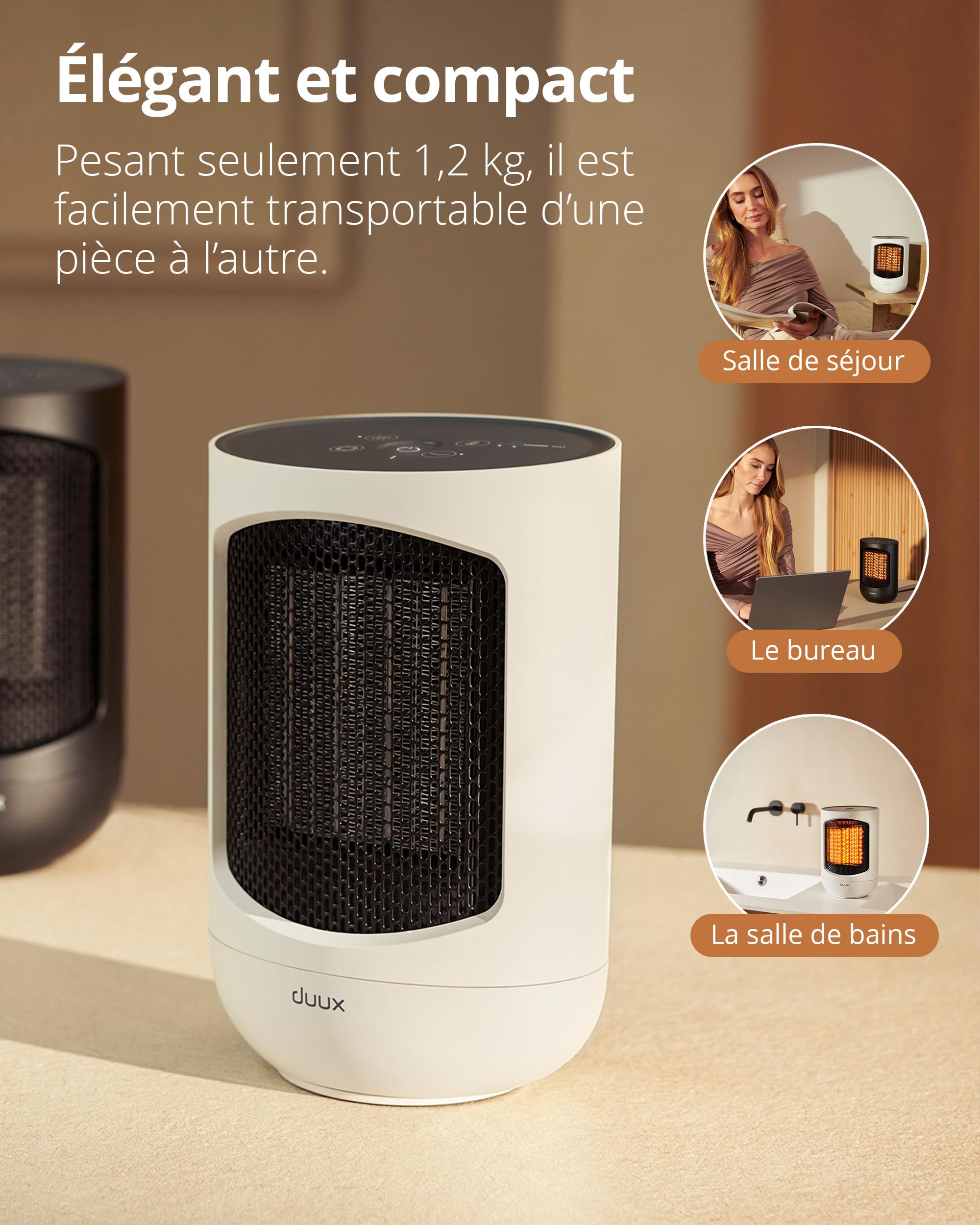 Duux Zone Chauffage Soufflant Céramique – 1500W – Thermostat – Blanc