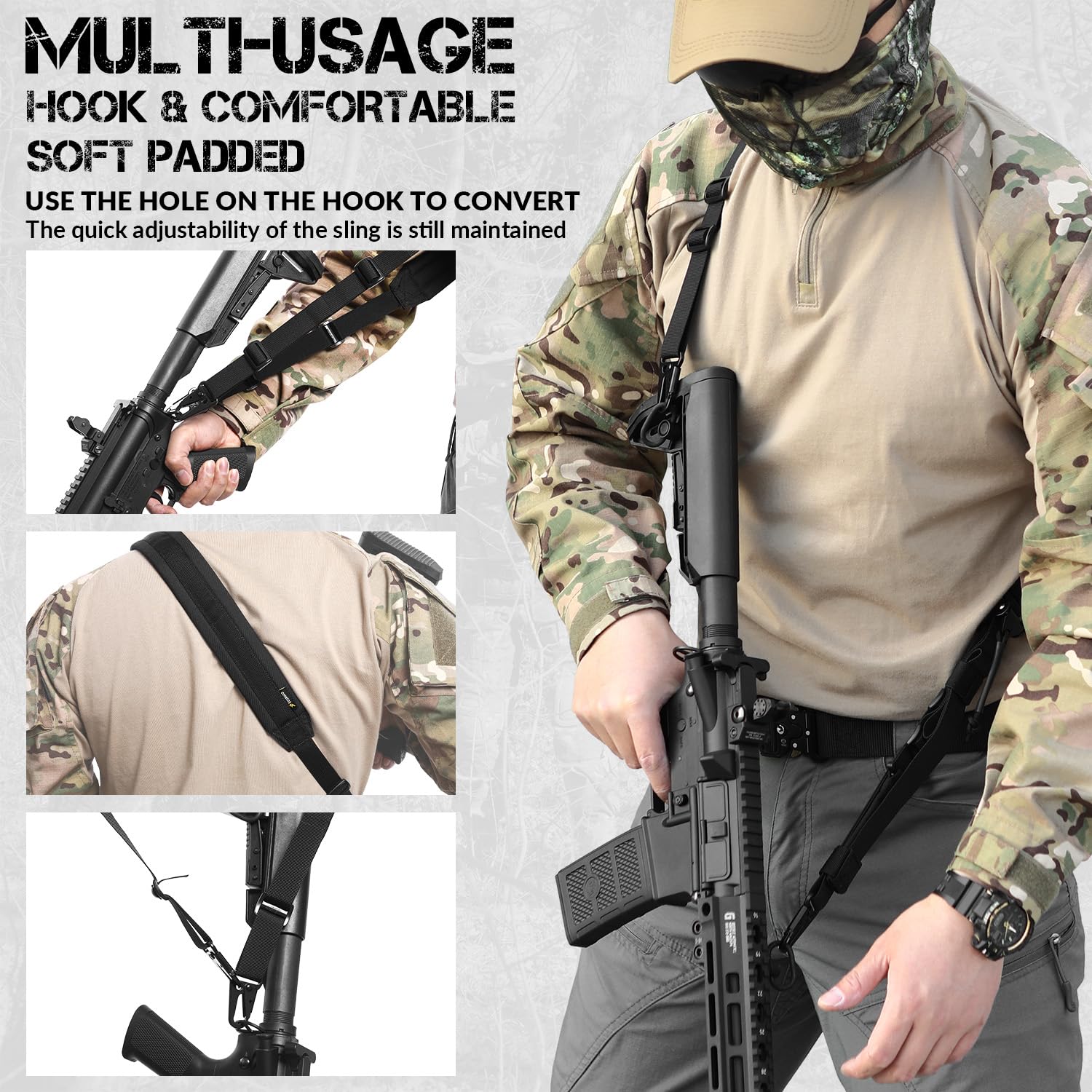 QD Sling 2 Punkt Gewehrriemen, Taktischer Riemen, Schnell Verstellbar, HK-Stil