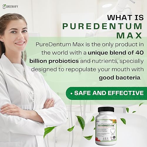Miniatura 7 de PureDentum para la salud de las encías y los dientes y el aliento fresco, 40 mil millones de UFC Probióticos orales avanzados para el mal aliento