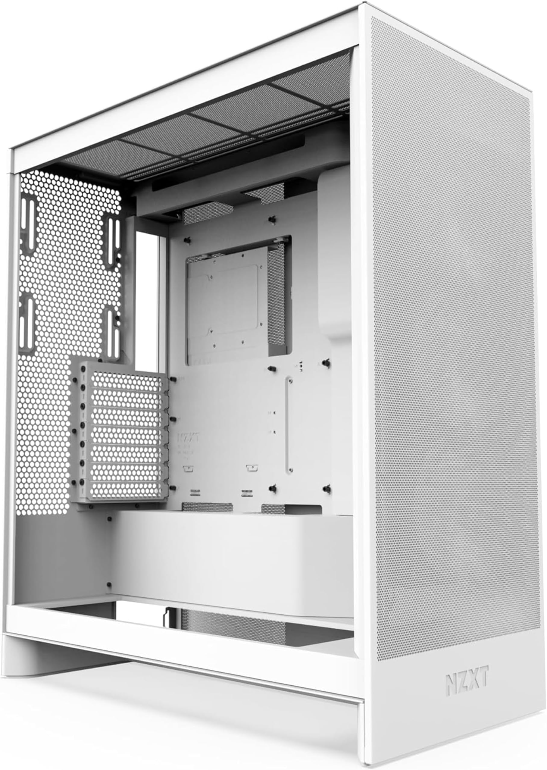 NZXT H7 Flow RGB, Case Airflow ATX mid-tower con raffreddamento GPU dal basso, Unità single-frame da 360mm con illuminazione RGB, Gestione cavi, Bianco