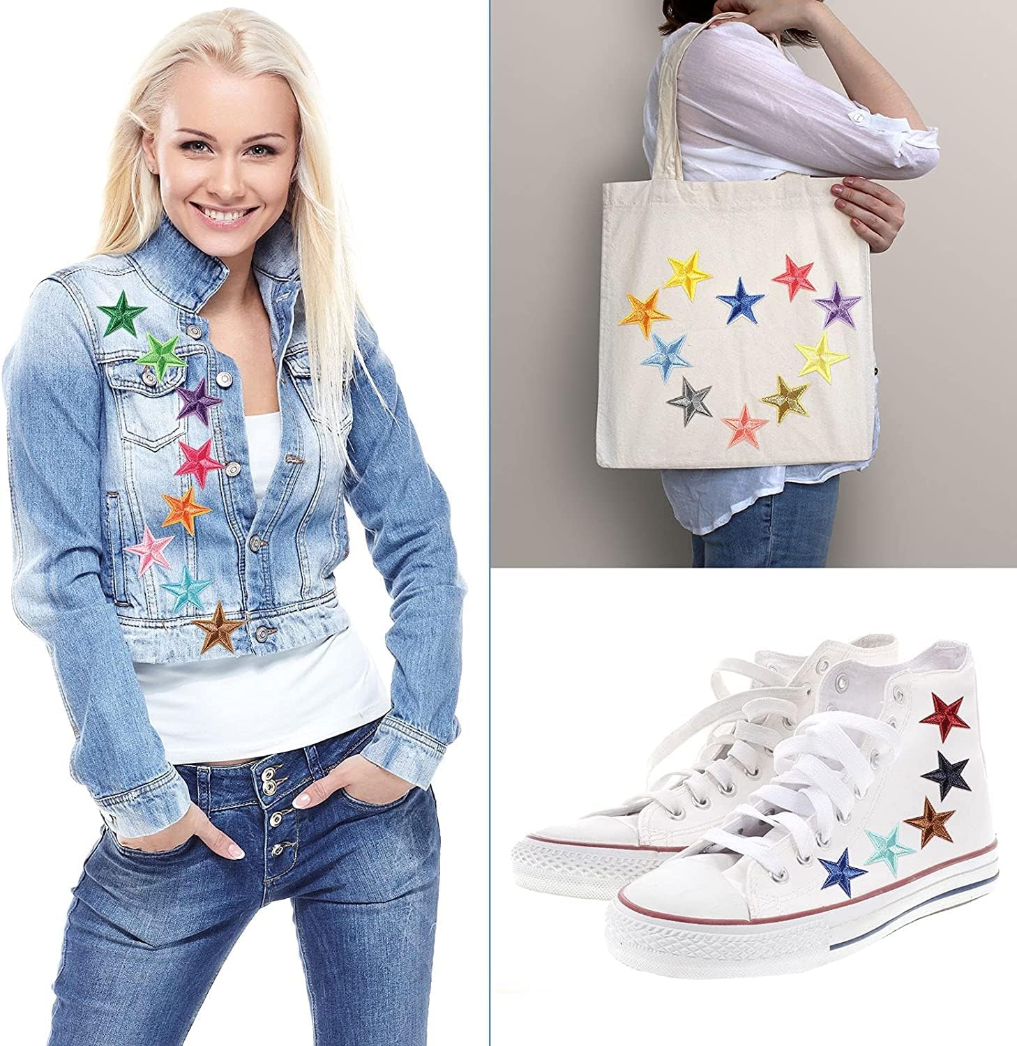 Toppe Termoadesive A Stella - 42 Pezzi Multicolore Per Decorare Jeans, Magliette E Zaini - Foto 8