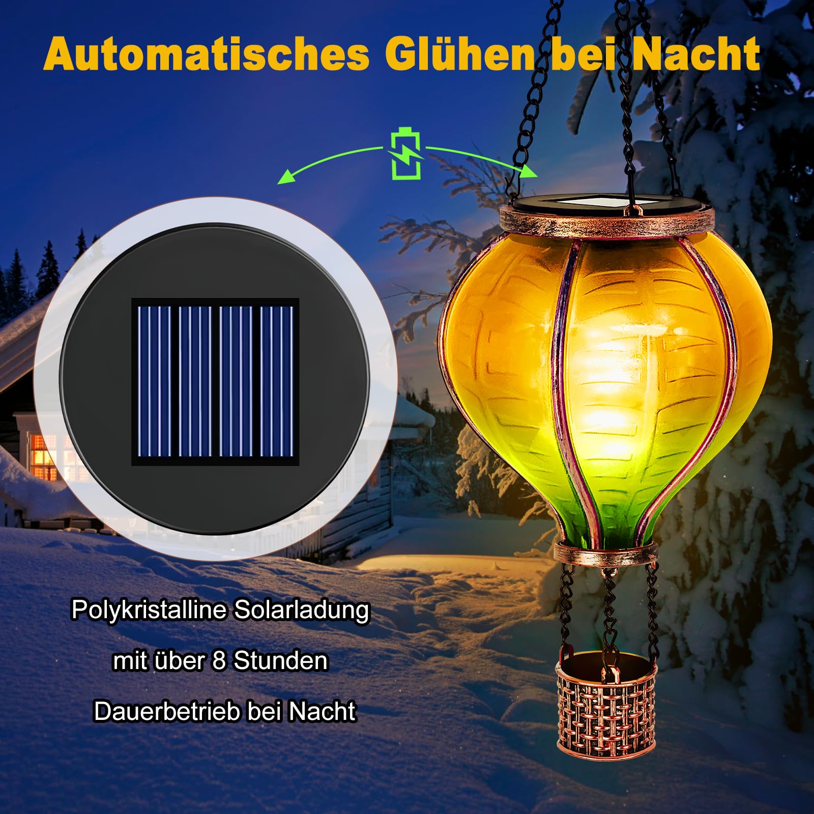 [完売品] LUZ e SOMBRA DOMINGO Linterna Solar Colgante Vintage, 2 Unidades, Efecto Llama, IP65