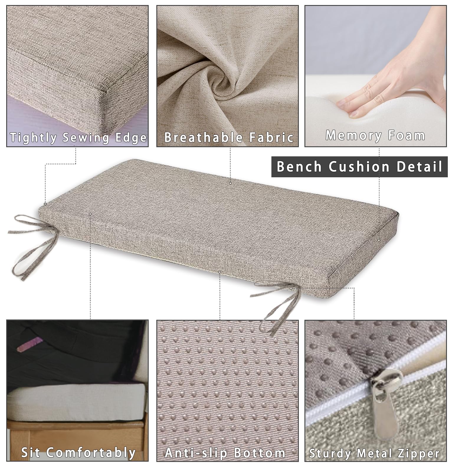 Amlion Custom Size Bench Cushions with Logo Text for Indoor/Outdoor Patio Furniture Cushion,Personalized Entryway Bay Window Seat Sofa Pad Cushion Customized with Your Own Design