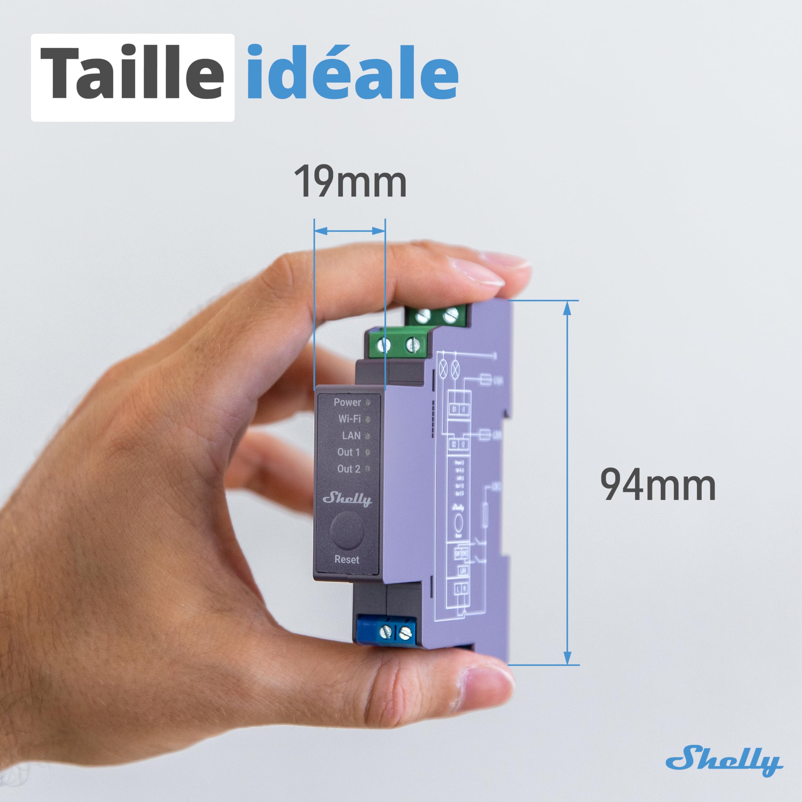 Shelly Pro 2 - Interrupteur connecté sur rail DIN, Commutateur W-Fi, LAN Biphasé - 25 A, Contacts secs, Contrôle à distance Éclairage, app iOS, Android, Compatible avec Alexa, Google Home, SmartThings