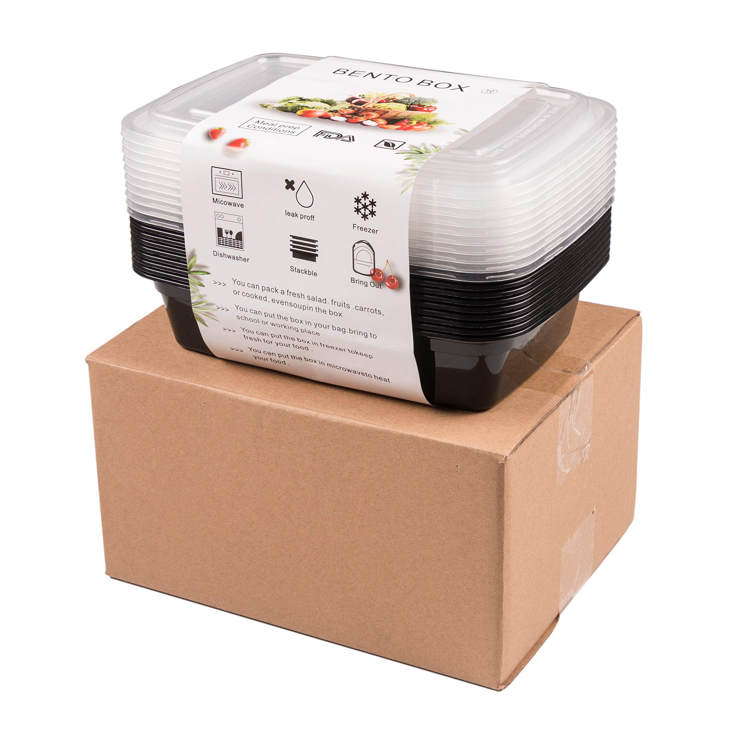 HENSHOW 1 Compartiment Boite Repas Lot de 20Pcs, 1000L Prime Réutilisable Sans BPA Boite à Lunch Micro Onde, Congélateur et Lave-vaisselle Sûr