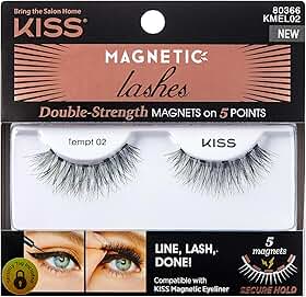 KISS Cílios magnéticos, Tempt, 1 par de cílios postiços sintéticos com 5 ímãs de força dupla