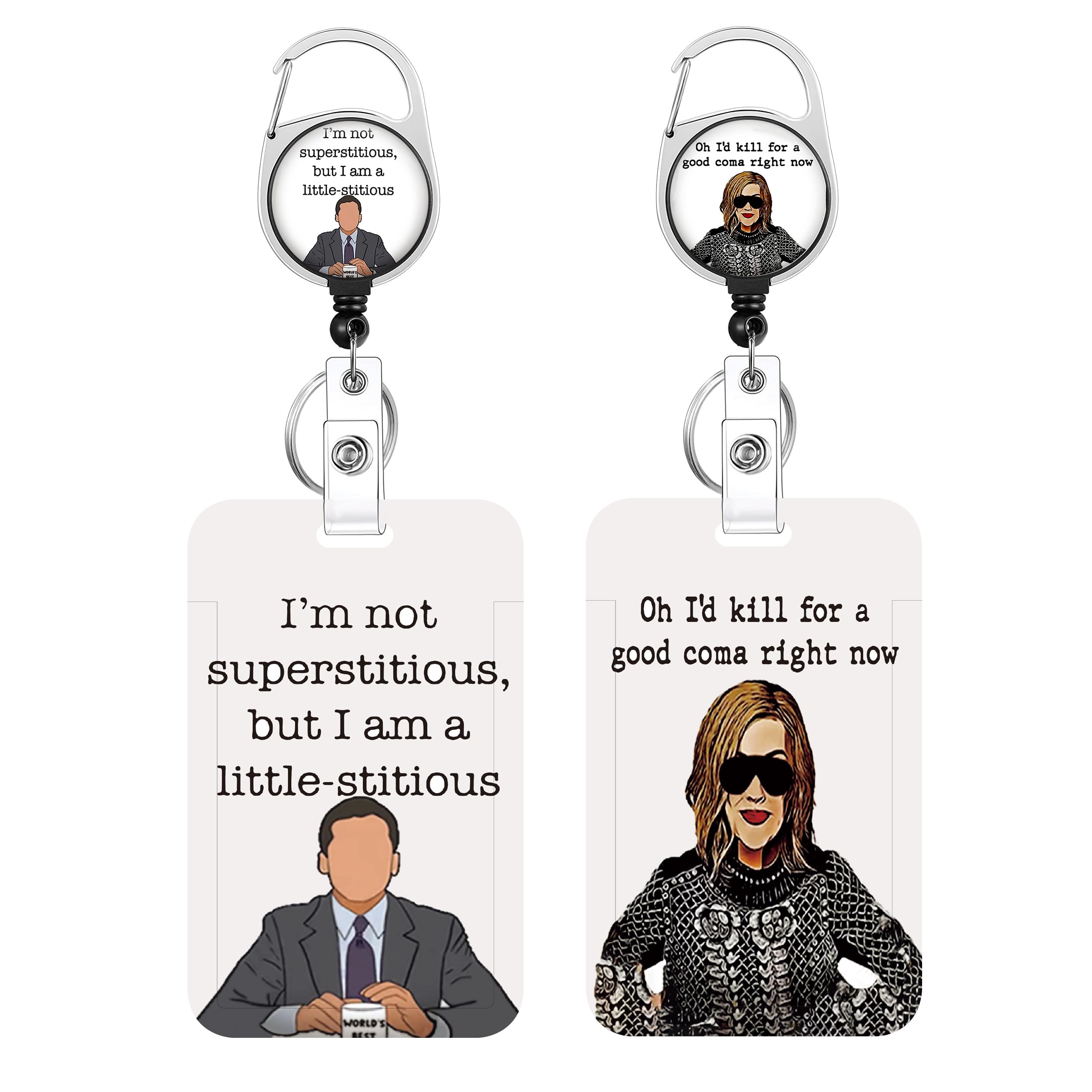 2-Pack Badge Reels Retractable Badge Holders,Id Badge Holder Clip,Cute Badge Reel with 26” Cord, 4.0 oz，Perfect for Nurse Doctor Teacher Student