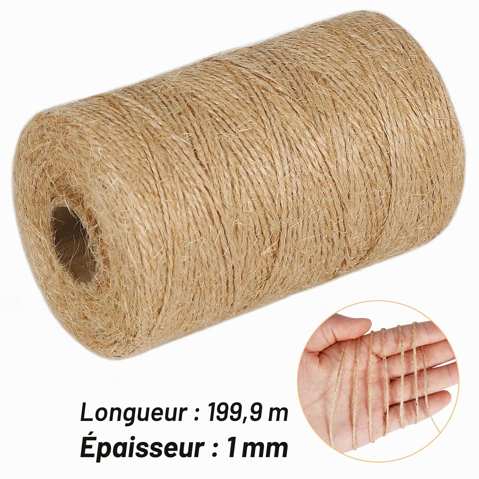 Vivifying Ficelle de Jute Marron 200 m pour Jardin, Images, Plantes, Bricolage