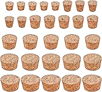 30Pcs Cork Stoppers Soft Wood Cork Plugs Wooden Beer Bottle Stopper Leakproof Corks Tapered for Wine Beer & Liquor Bottles 6 Sizes