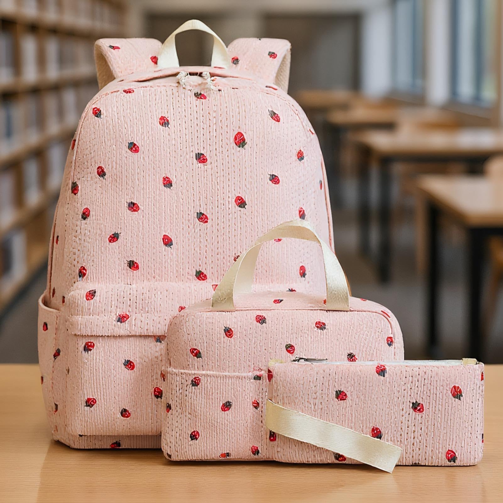 Generico Zaino per Ragazze Zaino con Portapranzo e Astuccio