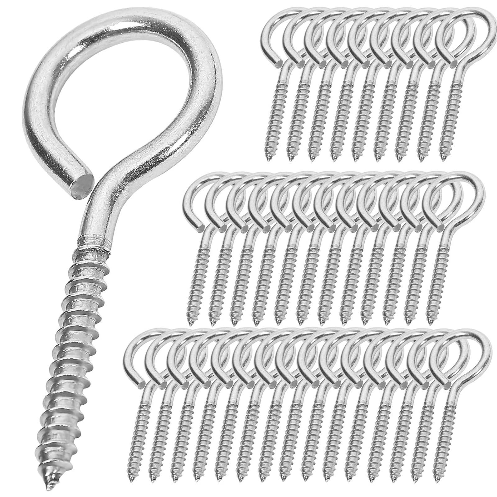 Trryuip M5x65 Eye Hooks Stainless Steel Eye Bolts Self-Tapping Eyelet Screw Heavy Duty Screws Hanging Hooks For Securing Cables Wires(,20Pcs)