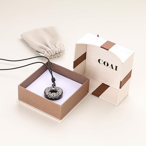 Miniatura 6 de COAI Collar con colgante de riqueza Pixiu Pi Yao de piedra de obsidiana