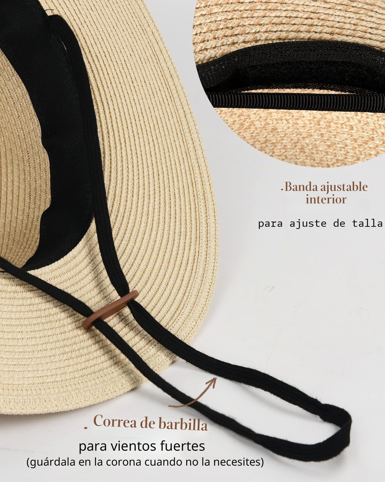 FURTALK Sombrero de Paja de ala Ancha Unisex para Hombres y Mujeres Sombrero de Paja Ajustable