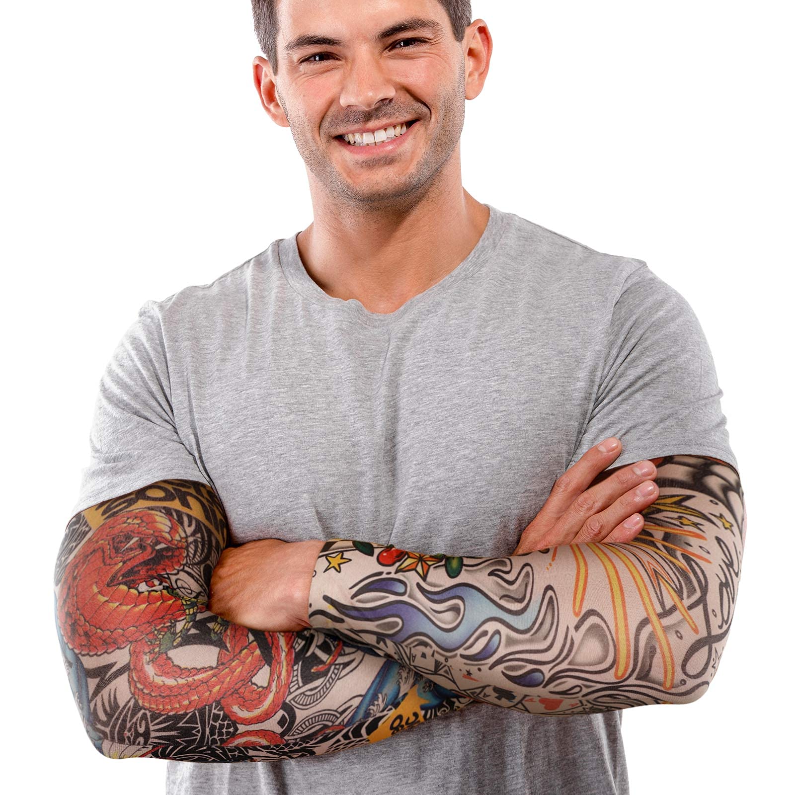 BBTO Set de Mangas de Tatuaje de 12 Piezas Mangas de Brazo de Protección Solar Falsas Guantes de Brazo de Flor de Elasticidad Suave para Ciclismo