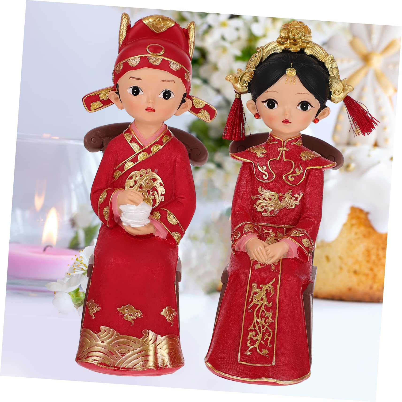 TOPBATHY 2 Sätze Hochzeits Ornamente hochzeitsfiguren hochzeitsdeko Hochzeitspaar-Skulptur für zu Hause Heimdekoration das Chinesische Hochzeitspaarfiguren Paar Figuren