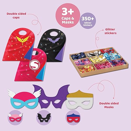 Miniatura 2 de jackinthebox Ropa de vestir de superhéroe para niñas pequeñas capas y máscaras de superhéroe disfraces y manualidades 3 capas de superhéroe impresas