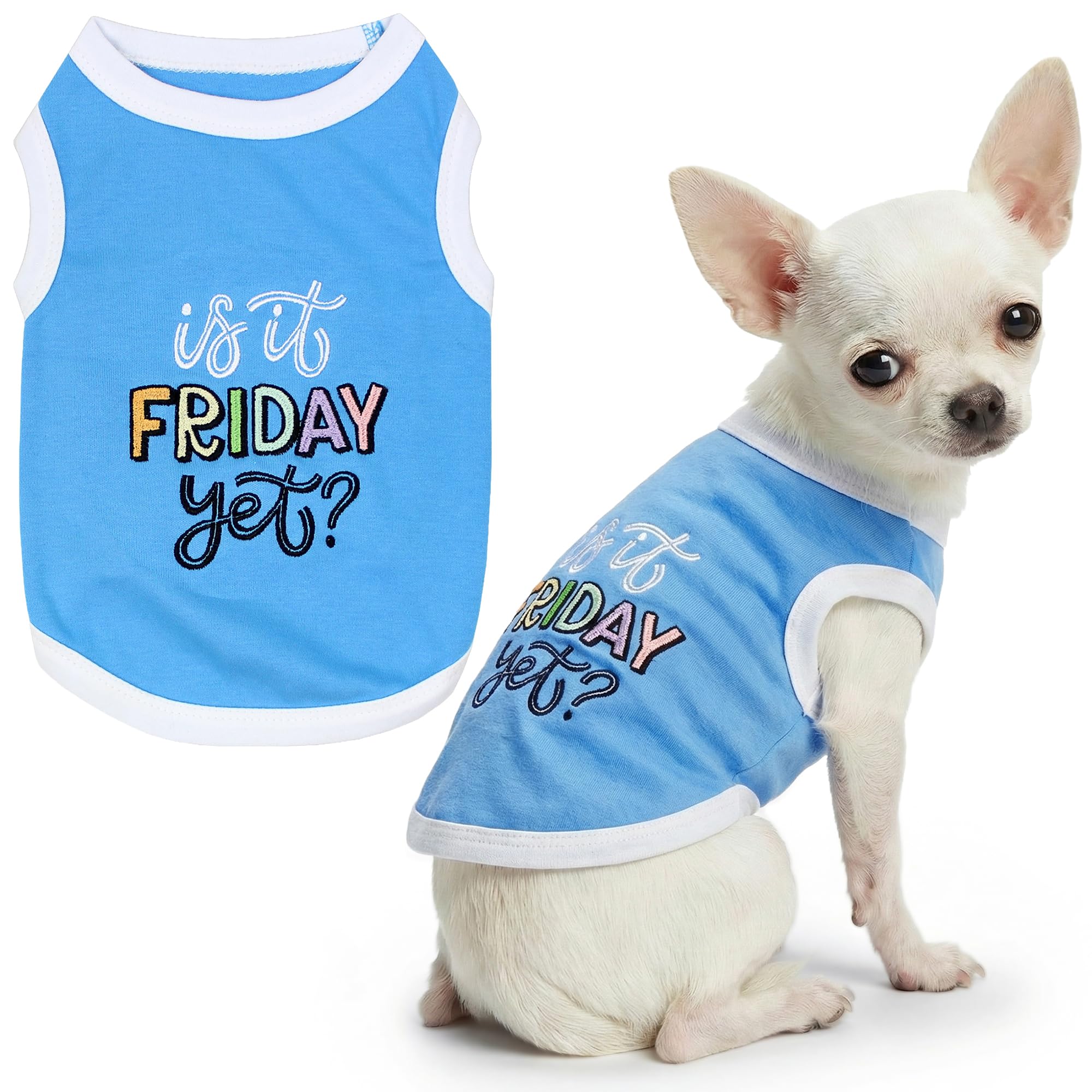 Parisian Pet Dog Shirt – 100% Cotton Shirts for Small Dogs – Sleeveless Puppy Vest – Lightweight and Breathable Pet Apparel – Pullover Summer Dog Clothes - Stretchy Funny T Shirts for Dogs