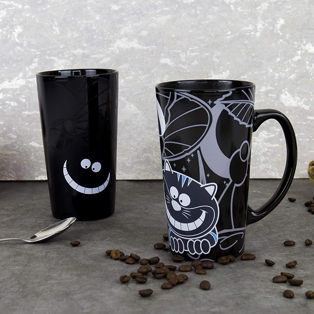 Gift Republic GR450029 Cheshire Cat Mug, Porcelain, Black