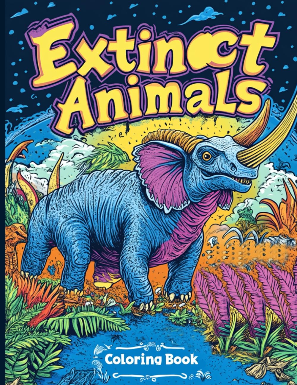 Extinct Animals Coloring Book: Prehistoric Creatures, Lost Species, and Vanished Wildlife for Relaxation, and Creative Stress Relief
