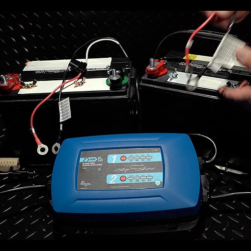 Miniatura 3 de Schumacher Ship 'n Shore SC1469 - Cargador de batería secuencial marino a bordo de dos bancos de 15 A y 12 V, para baterías estándar, AGM, gel y