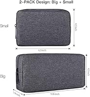 Vista 2 de Universal Electronics Accessories Carrying Case, 2PCS Big + Small Portable Storage Pouch, Cosmetic Bag, Cable Organizer Compatible Hard Drive