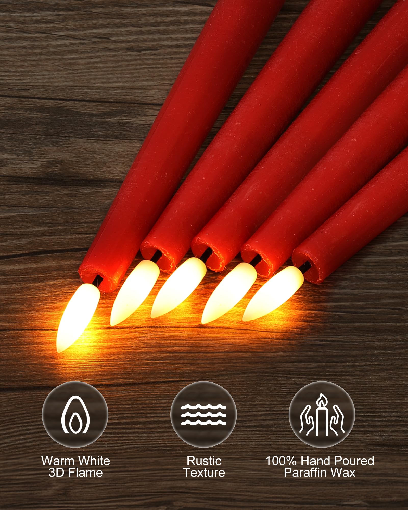 Stmarry Candele a LED in vera cera, senza fiamma, senza fiamma, con telecomando e timer, candele antigoccia a batteria, con fiamma tremolante 3D, set di 6