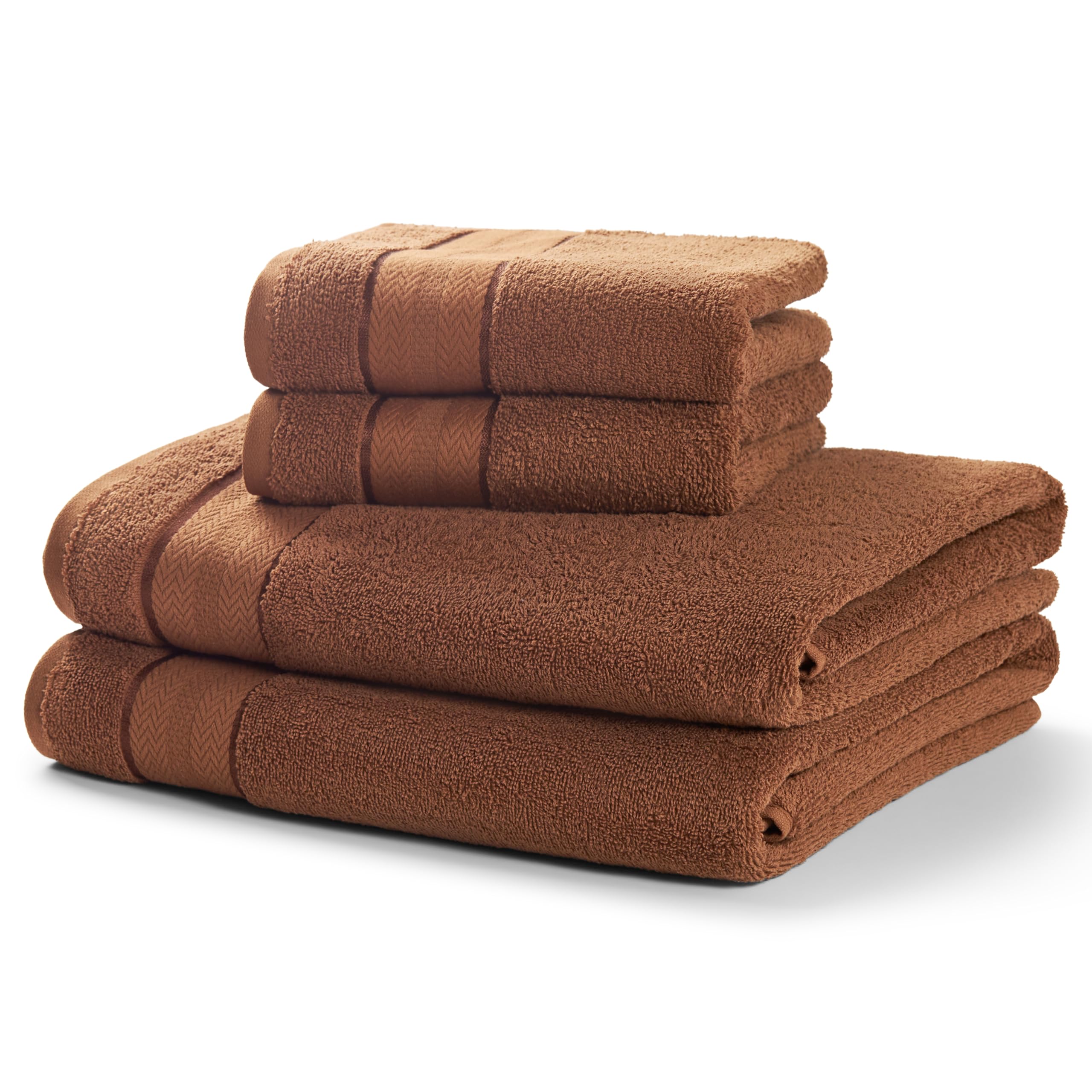 EURO DECO Towel Set Salle De Bain - 2 Serviettes De Bain 70X140 cm - 100% Coton Premium Très Absorbant et à séchage Rapide/Super Douce (Marron, 2 PCS -70X140)