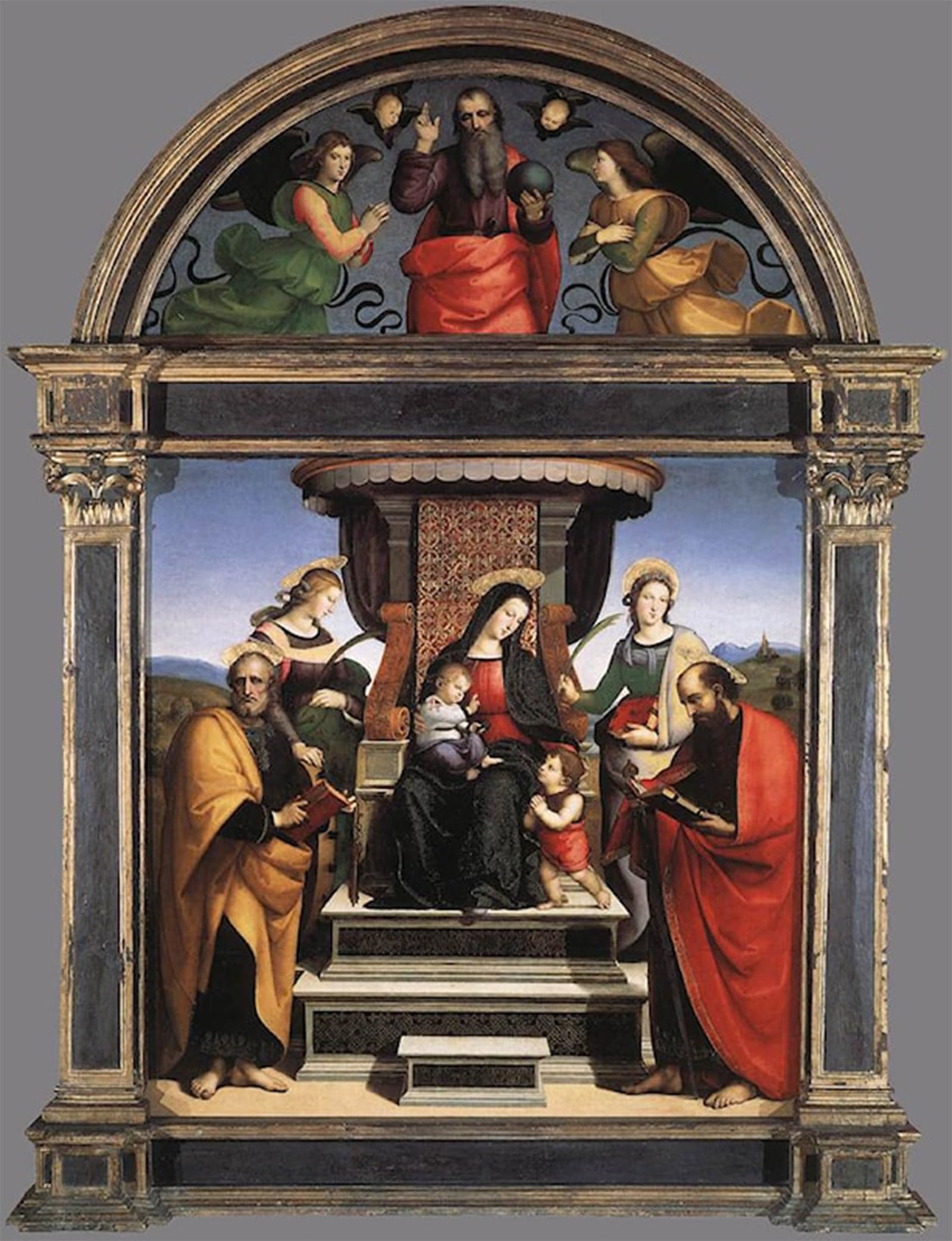 SERENDIPITP Vintage Picture Print on Canvas Wall Art Poster Lady and Child Enthroned with Saints by Raphael Artwork Print Poster for Wall Decor 60x90cm