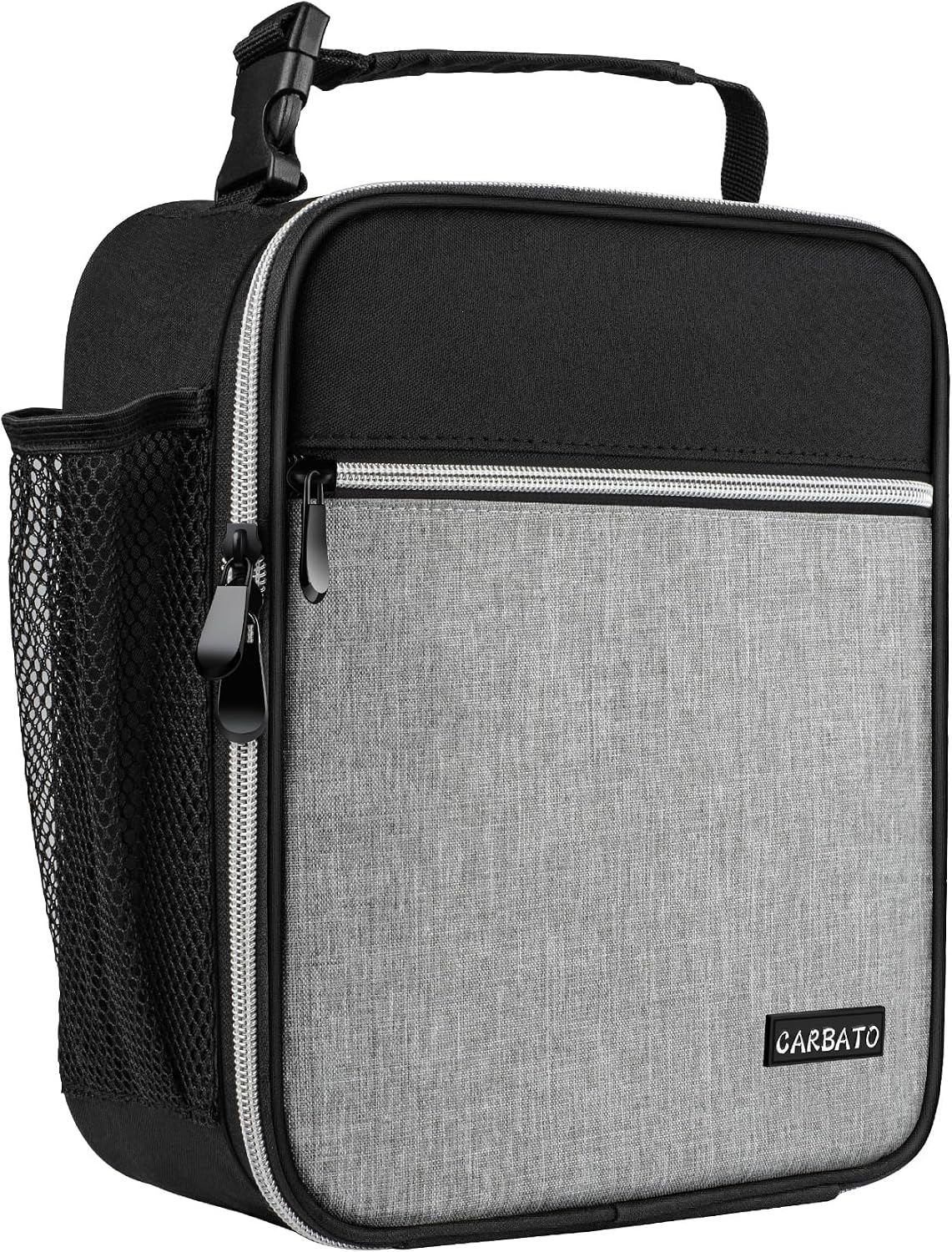 Lunch Bag, Durable Insulated Lunch Box Reusable Adults Tote Bag Lunch Box Durable Reusable for Adults (Black-Light Gray)