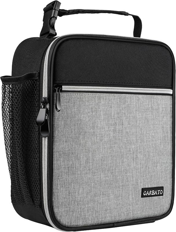 Bolsa de almuerzo, lonchera con aislamiento duradero, reutilizable, bolsa de mano para adultos, lonchera duradera, reutilizable para adultos (negro-gris claro)