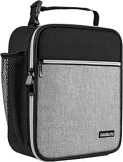 Lunch Bag, Durable Insulated Lunch Box Reusable Adults Tote Bag Lunch Box Durable Reusable for Adults (Black-Light Gray)