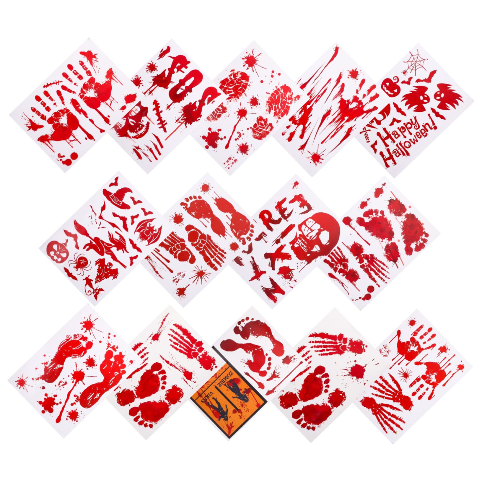 PRETYZOOM 56 Hojas Víspera De Todos Pegatinas Etiqueta De Fondo De Halloween Huella De La Mano De Halloween Pegatinas Calcomanías De Pared para El Hogar Material De PVC