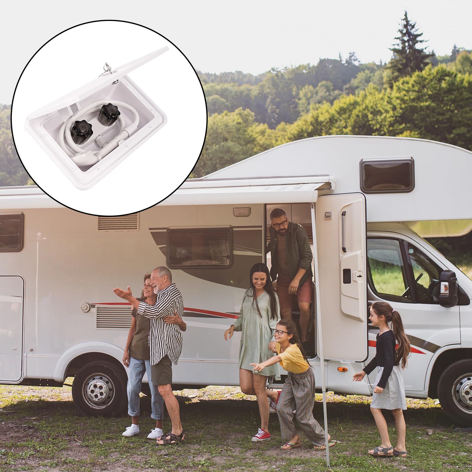Douche De Camping-Car, Douche De Camping Douche ExtéRieure Kit De BoîTe De Douche ExtéRieure Pour Camping-Car Avec Interrupteur Chaud Froid Et Pomme De Douche Pour Camping-Car Marin Caravane Blanc