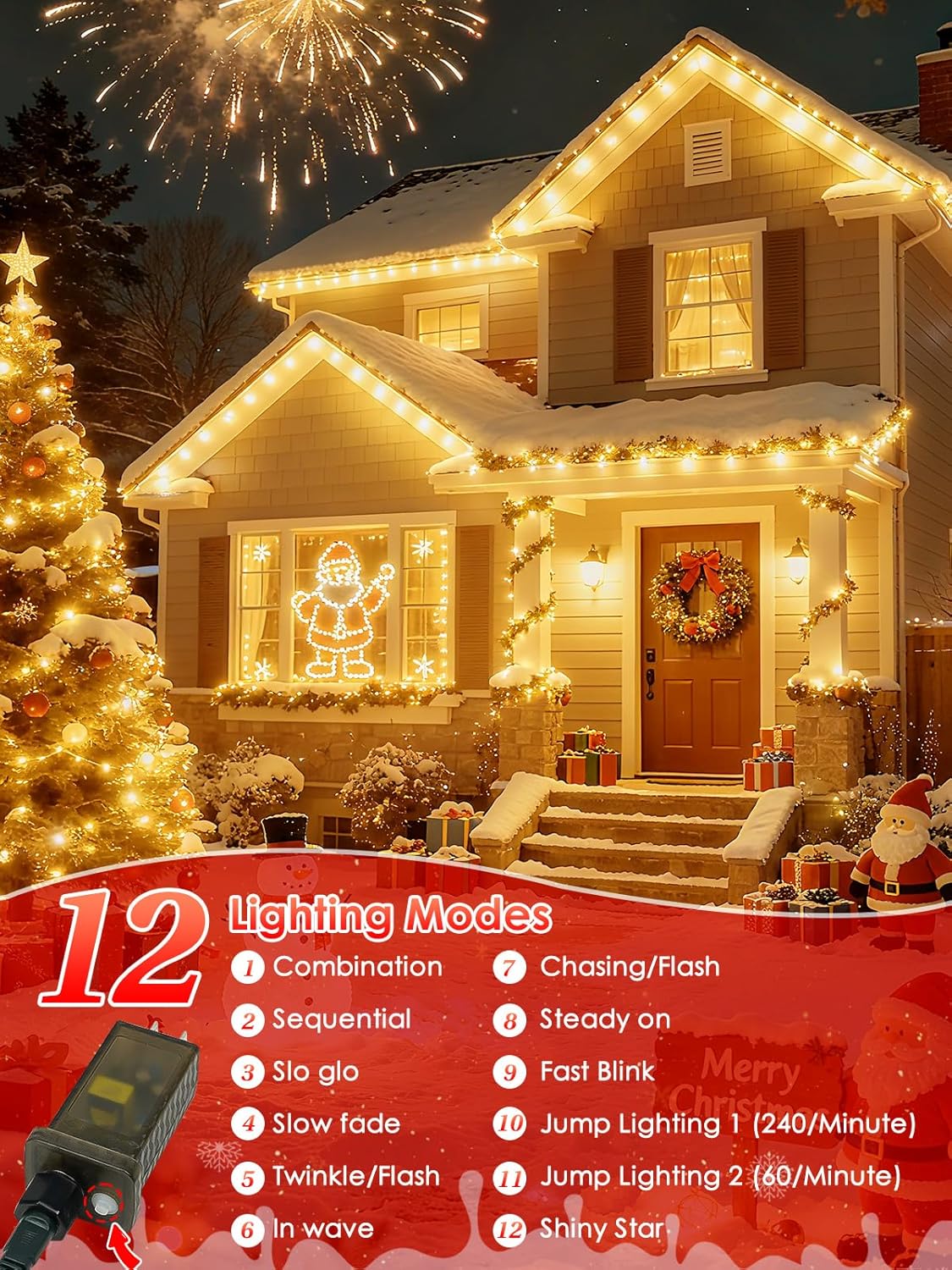 2026 New Voice Control Connectable 2PK 164FT 400LED Christmas String Lights Indoor Outdoor with Remote | Smart Twinkle Fairy String Lights 12 Modes & Timer for Xmas Tree Decor (Warm White)