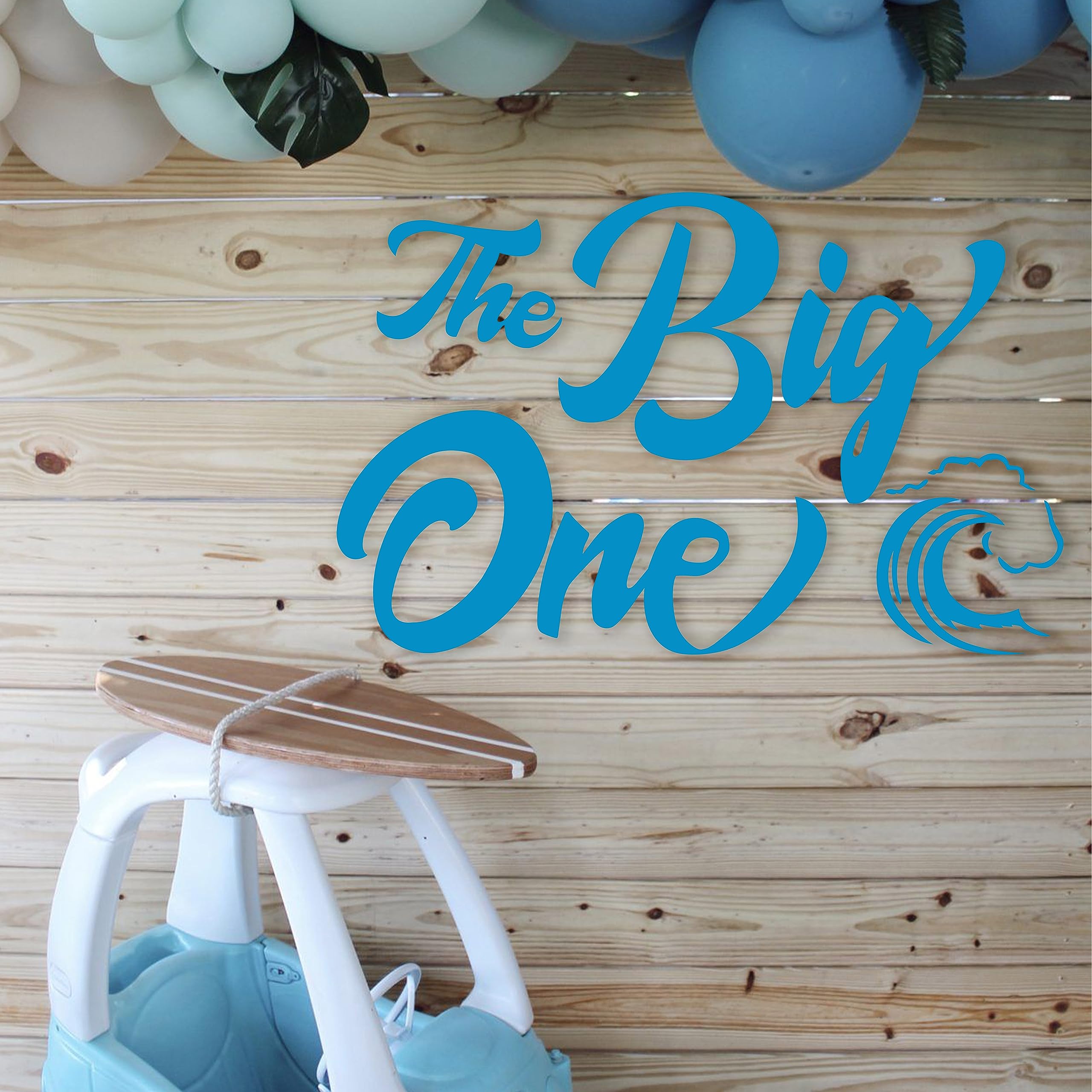 Niebieska naklejka ścienna The Big One - fala tematyczna dekoracja na 1/pierwsze urodziny, naklejka ścienna do pokoju dziecięcego (duża naklejka ścienna niebieska)