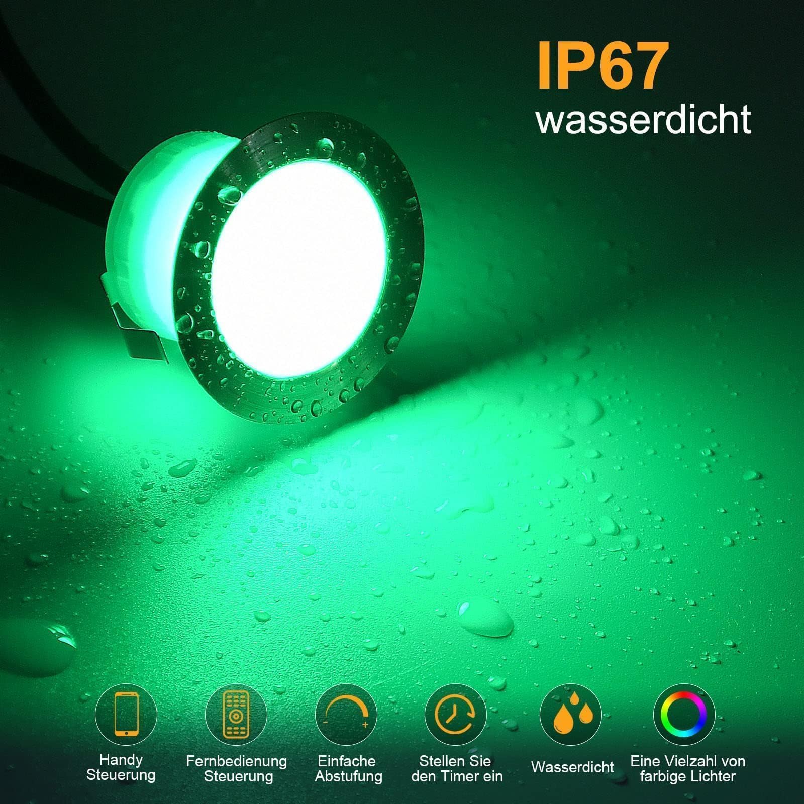 WLAN Bodenstrahler Außen Wasserdicht RGB + Warmweiß 30er Set | Ø31mm | IP67 Wasserdicht, DC12V, App/Alexa-Steuerung, befahrbar, 50.000h Lebensdauer und dimmbar