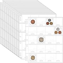 30 Sheets Uncle Paul Coin Binder Sheets for 2" x 2" Coin Flips - 600 Pockets 7 Holes Coin Pages Holders for Cardboard Compatible with Coin Collecting Binder of 3-Ring,4-Ring CS5430