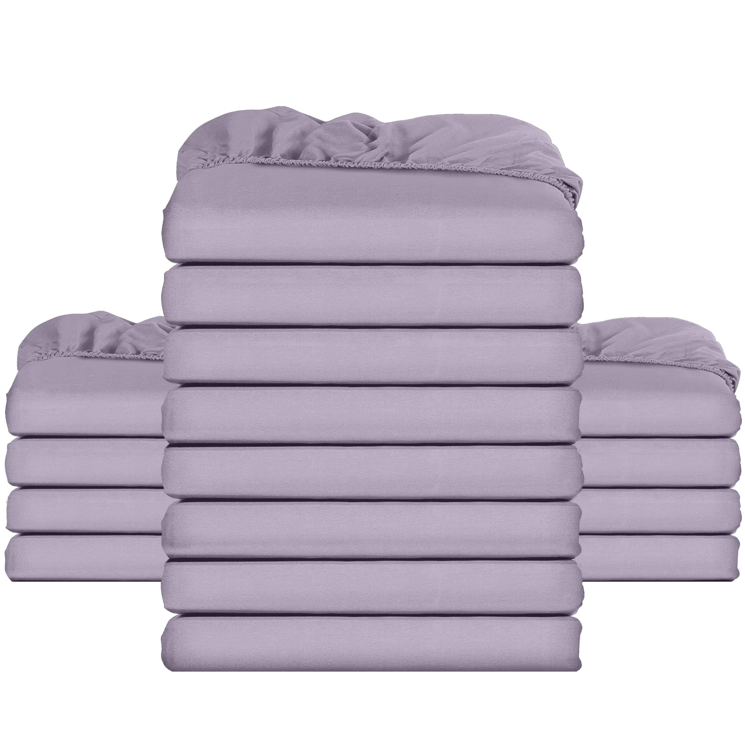 Utopia Bedding Fitted Sheet Bulk Pack of 16 Pieces - Super King, Lavender - Deep Pocket - Easy Care Soft Brushed Microfibre Fabric - Shrinkage and Fade Resistant - Bottom Sheet