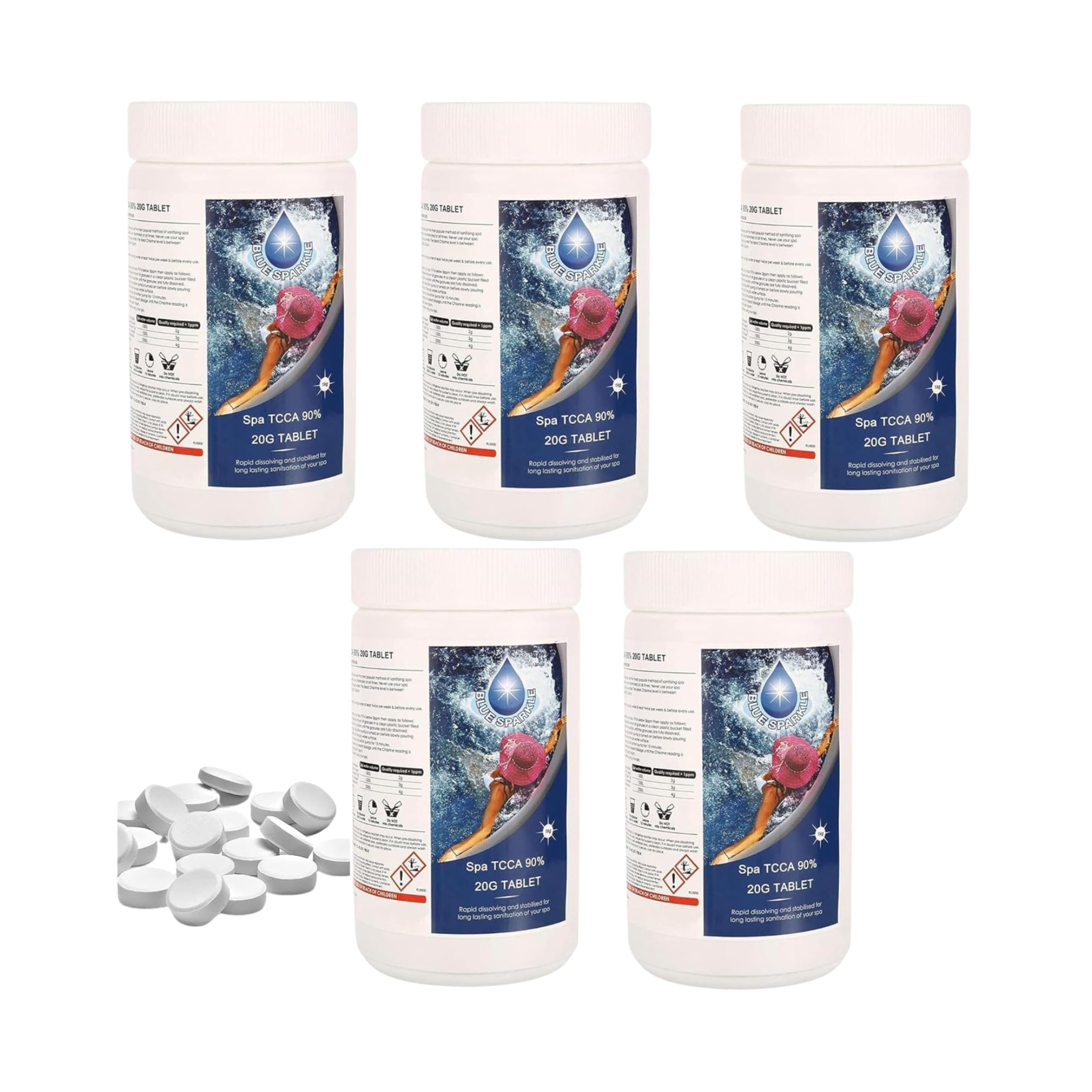 Shatchi Chlorine Tablets - Hot Tub & Spa Water Treatment - 5 Pack
