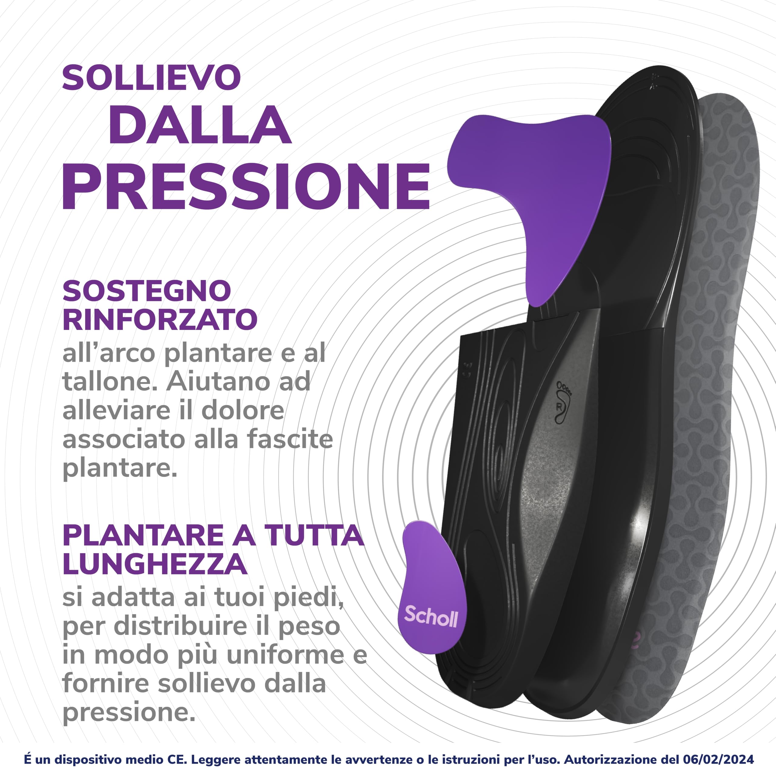 Scholl In-Balance Plantare Sollievo Dolore Fascite Plantare, Plantari con Arco Plantare Rinforzato e Supporto sul Tallone per Alleviare il Dolore, Taglia S (37-39.5), 1 Paio, Uomo e Donna