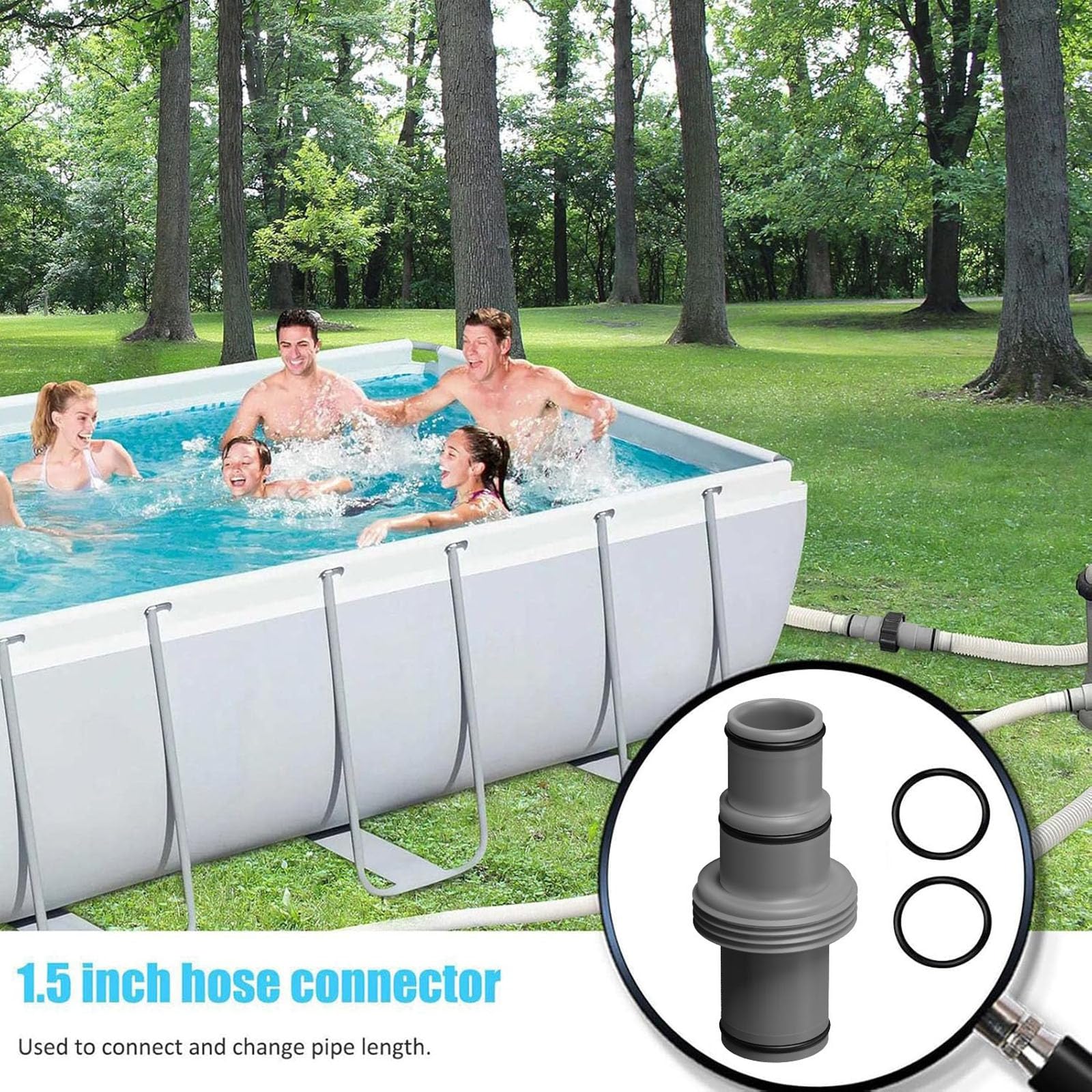 KKXXYQFC Adaptador de Manguera de Piscina Acoplador de interconexión con Juntas tóricas de Goma Junta de tubería de Repuesto para Piscinas al Aire Libre domésticas Junta de tubería de Repuesto para