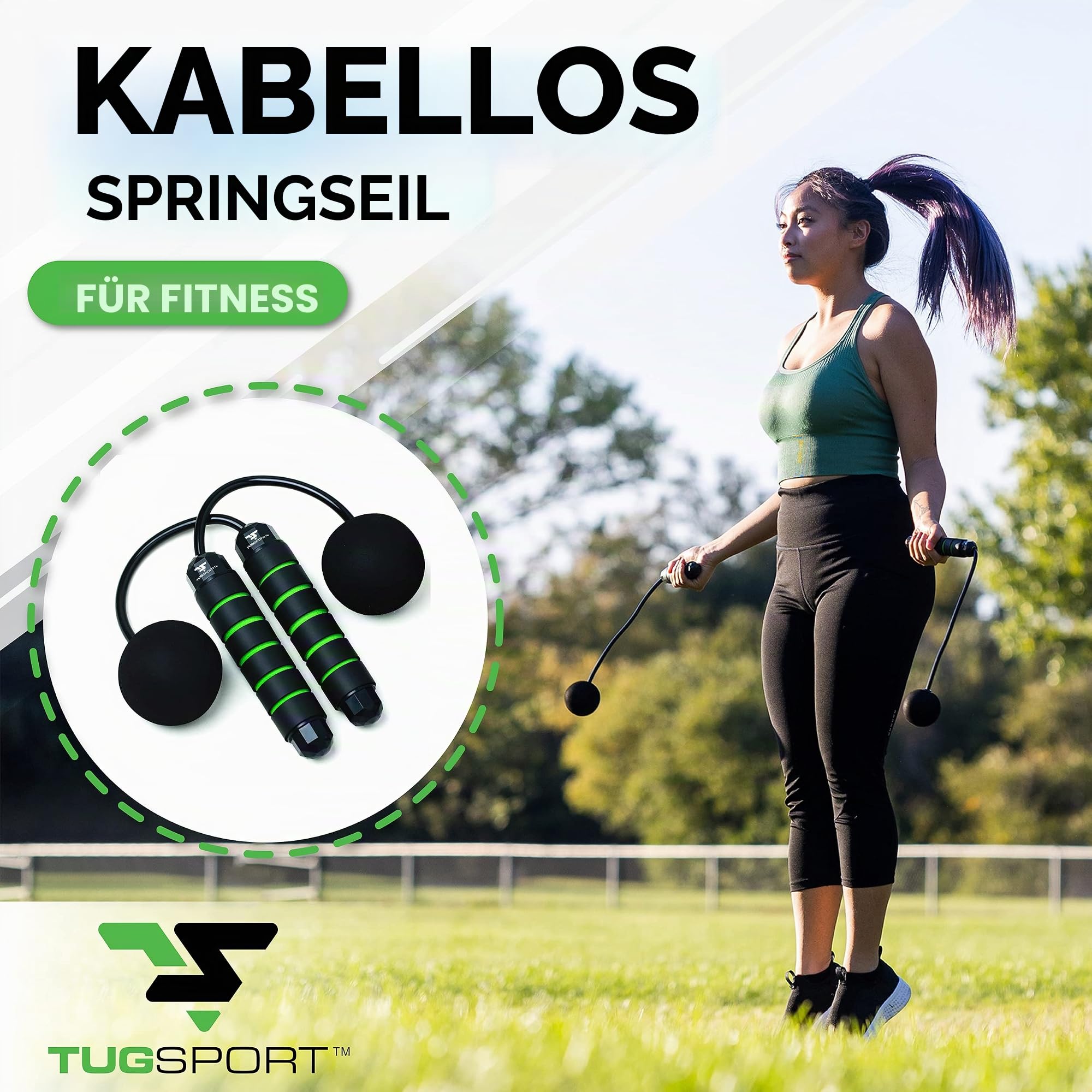 Gewichtetes schnurloses Springseil, verstellbare Länge, Seilloses Springseil für den Strand, eliminiert Papa Bod mit Indoor-Jumprope, ideal für die Verbesserung der Fitness in kleinen Räumen