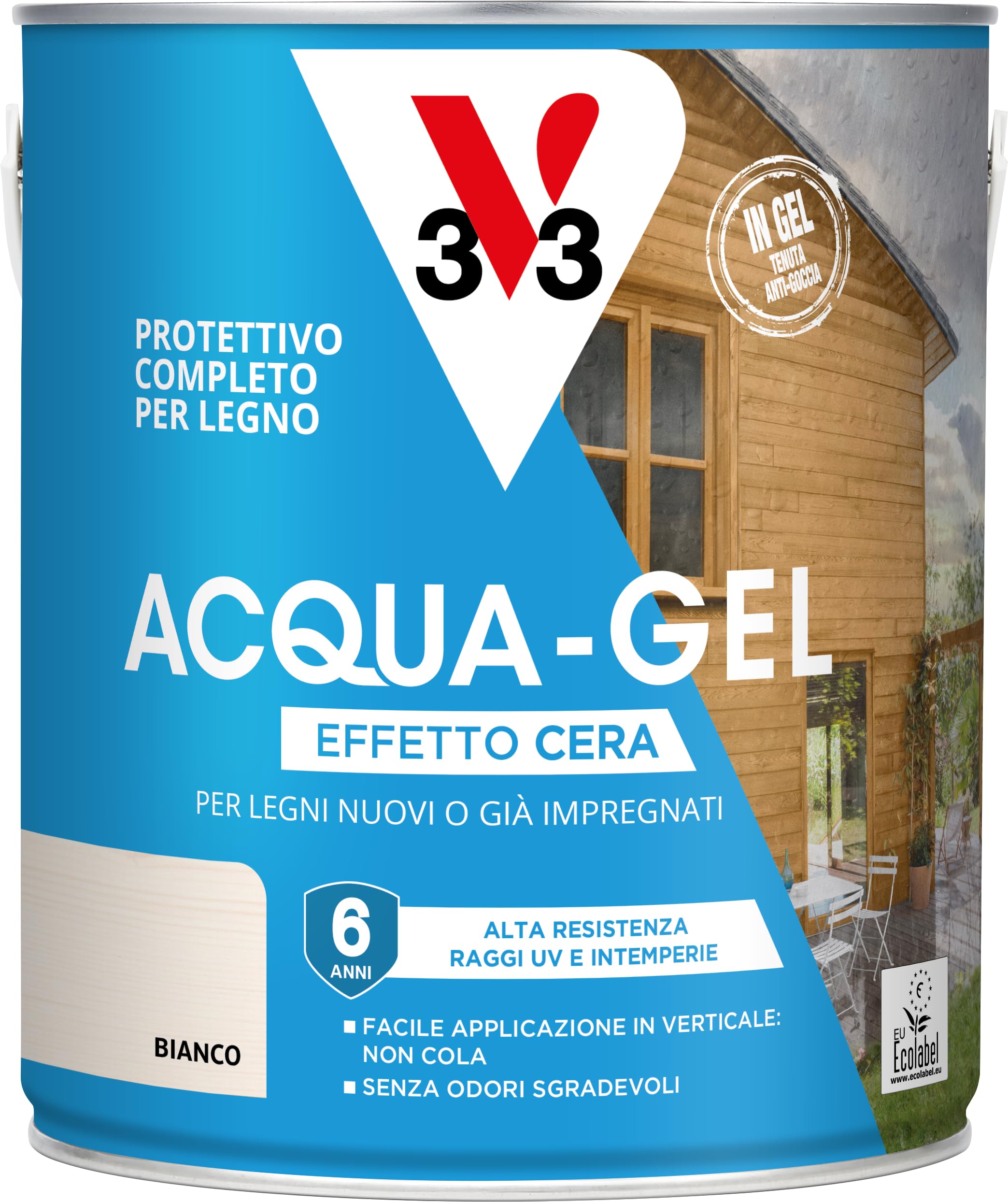 V33 Protettivo Completo per Legno Acquagel Bianco 2,5L